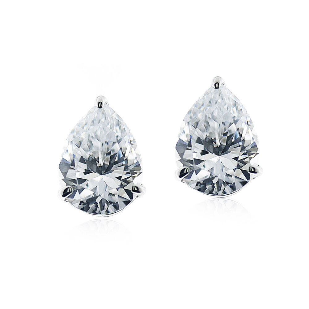 CARAT* London 9ct White Gold Pear Shape Stud Earrings