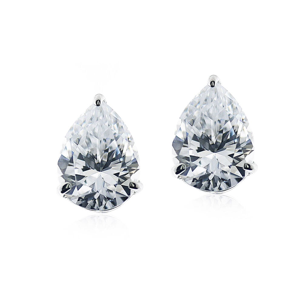 CARAT* London 9ct White Gold Pear Shape Stud Earrings image number 0