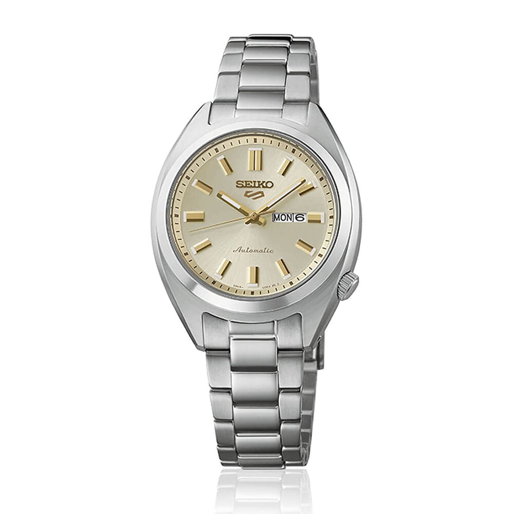 Seiko 5 Sports ‘Hebitama’ SNXS Double Cream 32mm Dial Steel Bracelet Watch