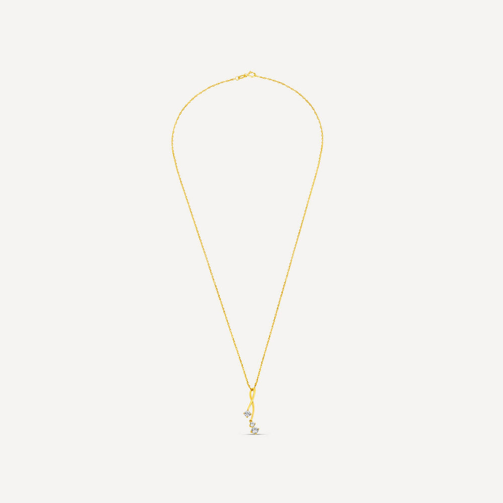 9ct Gold Cubic Zirconia Pendant (Chain Included) image number 2