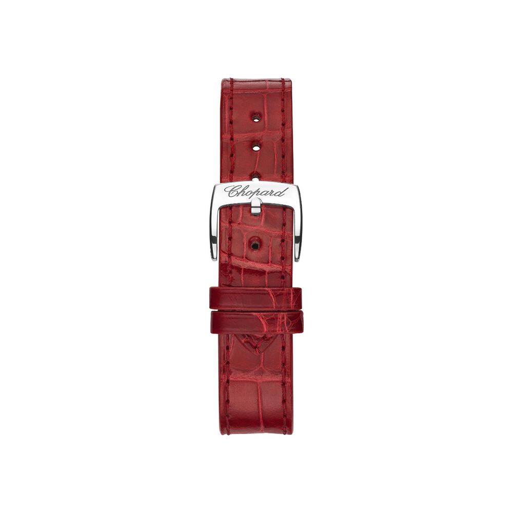 Chopard Happy Sport 30mm Silver Dial Diamond & Ruby Red Leather Strap Watch
