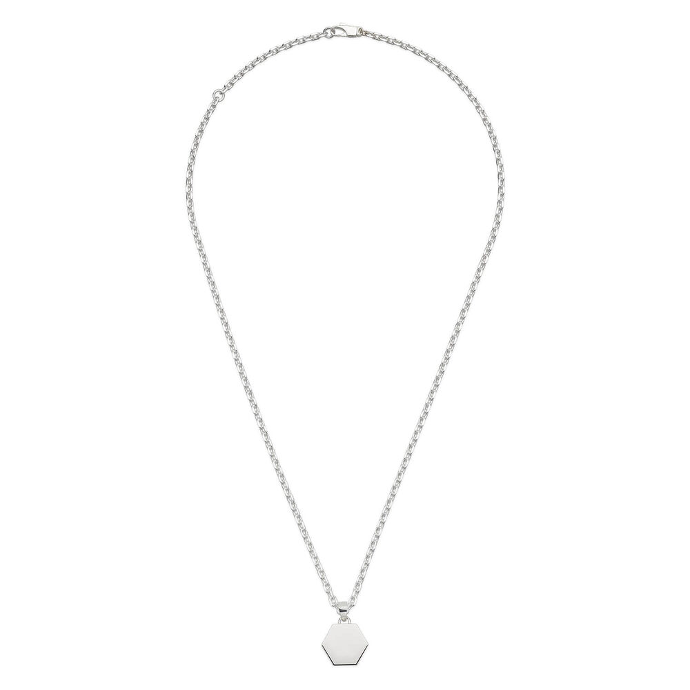 Gucci Trademark Sterling Silver Disc Pendant Necklace