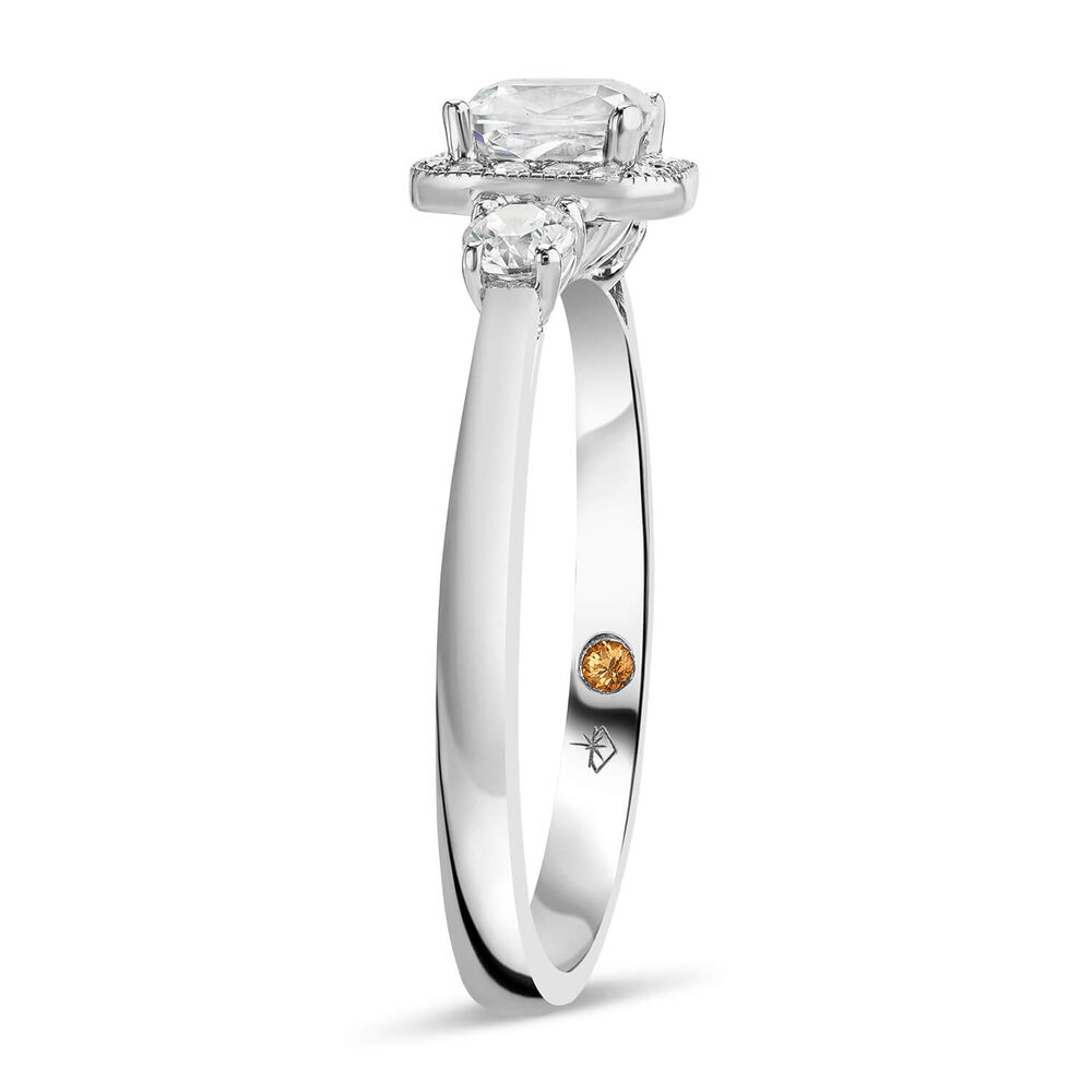 Northern Star 0.80ct Cushion Halo Diamond 18ct White Gold Ring image number 3