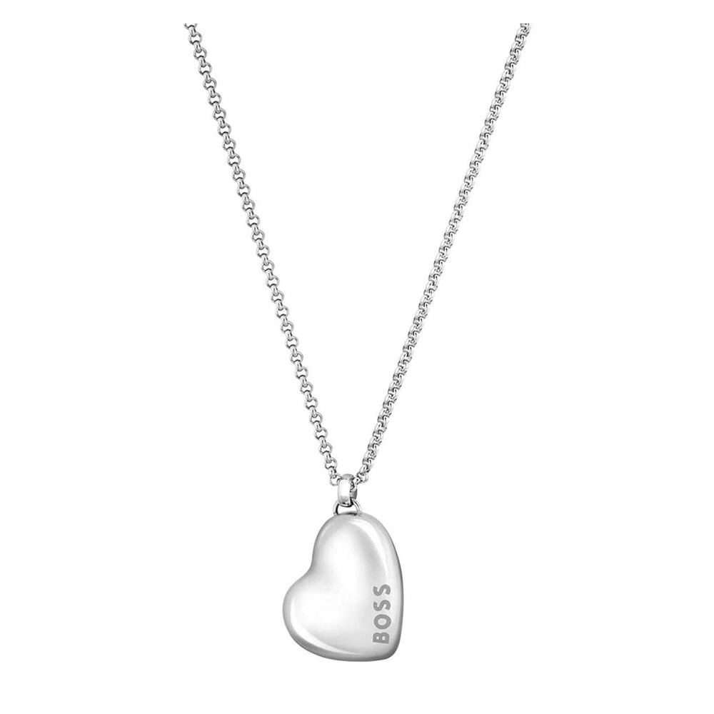 BOSS Honey Stainless Steel Heart Shaped Branded Pendant Necklace image number 1