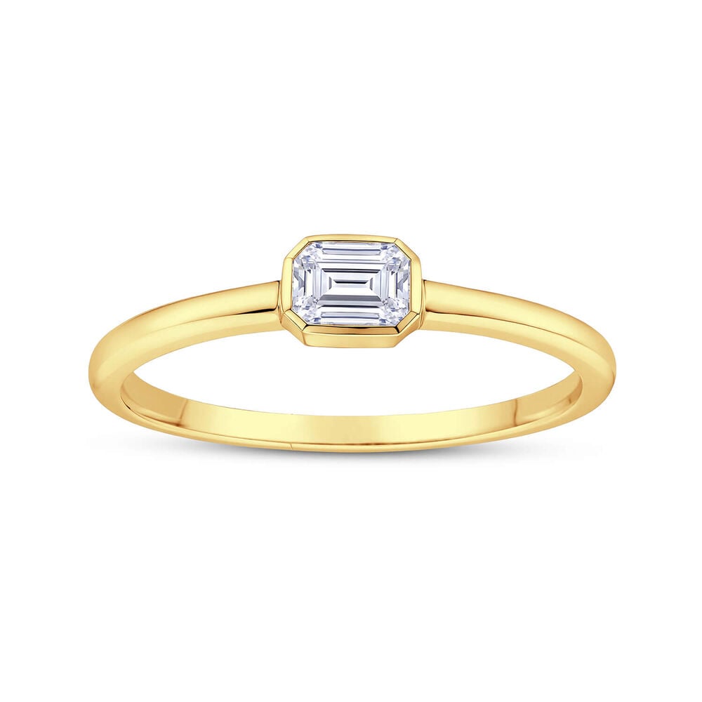 Born Contour 9ct Yellow Gold 0.25ct Emerald Lab Grown Diamond Bezel Set Ring