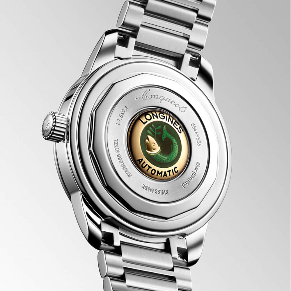 Longines Conquest Heritage 38mm Green Dial & Pink Hands Steel Bracelet Watch image number 3