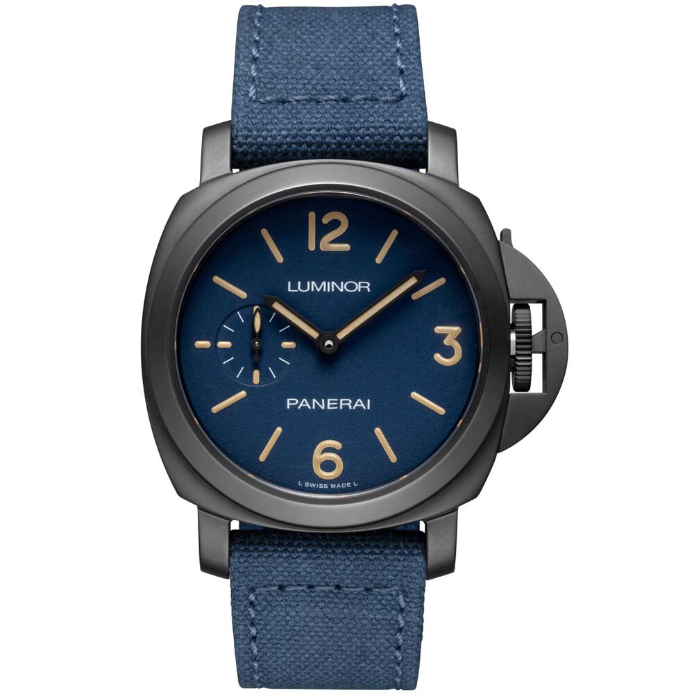 Panerai Luminor 42mm Blue Dial Canvas Strap Watch