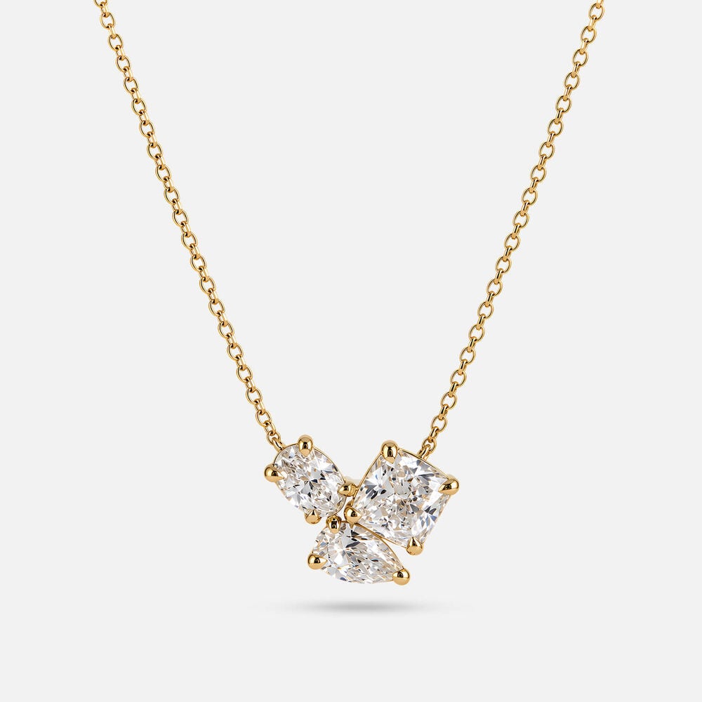 Born Contour 9ct Yellow Gold 2.20ct Lab Grown Oval Pear Cushion Diamond Necklet