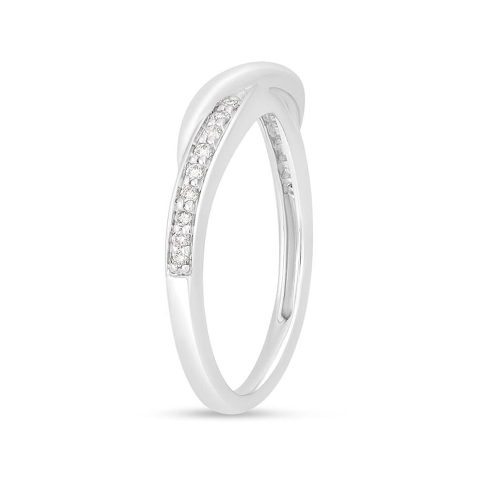 9ct White Gold 0.10ct Diamond Crossover Band Wedding Ring