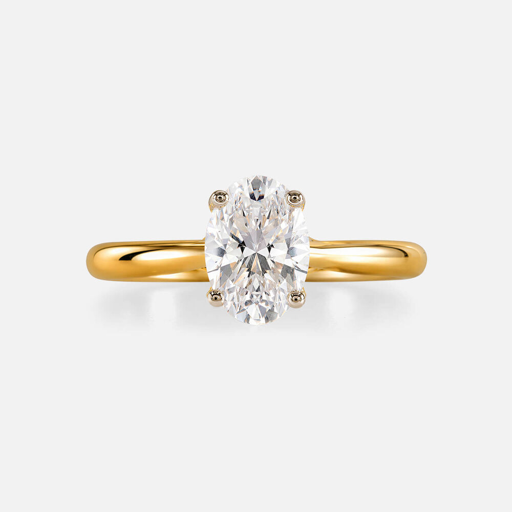 Floral 18ct Yellow Gold 1.00ct Oval Diamond Solitaire Ring