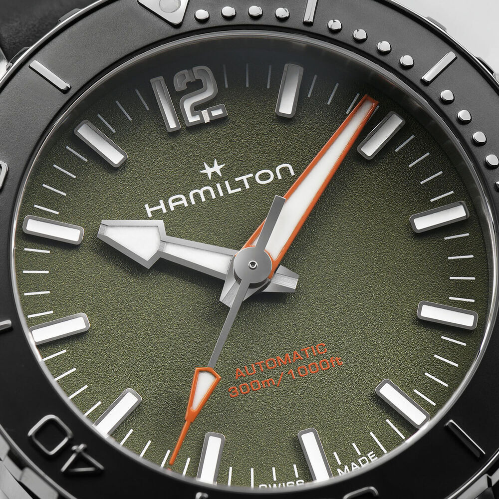 Hamilton Khaki Navy "Frogman" 41mm Green Dial Rubber Strap Watch image number 3