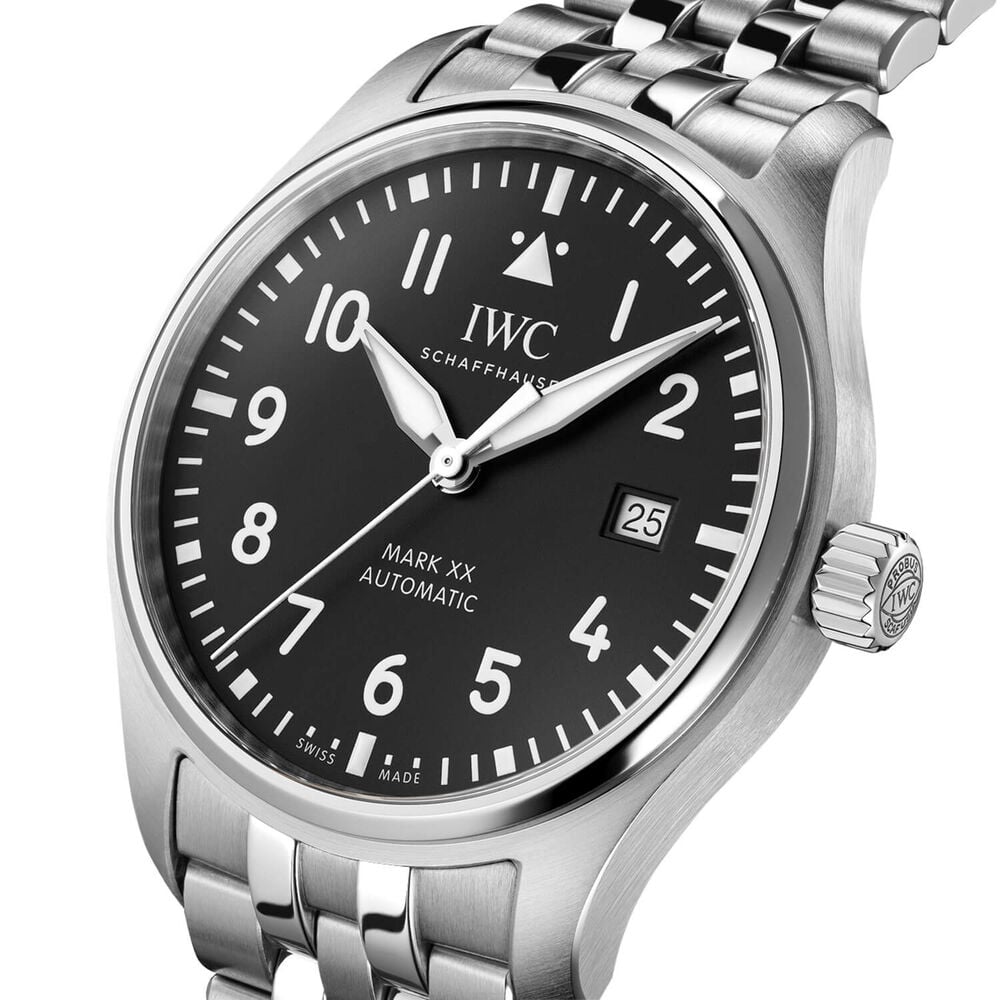 IWC Schaffhausen Pilot's Watch Mark XX 40mm Black Dial Steel Bracelet Watch image number 2