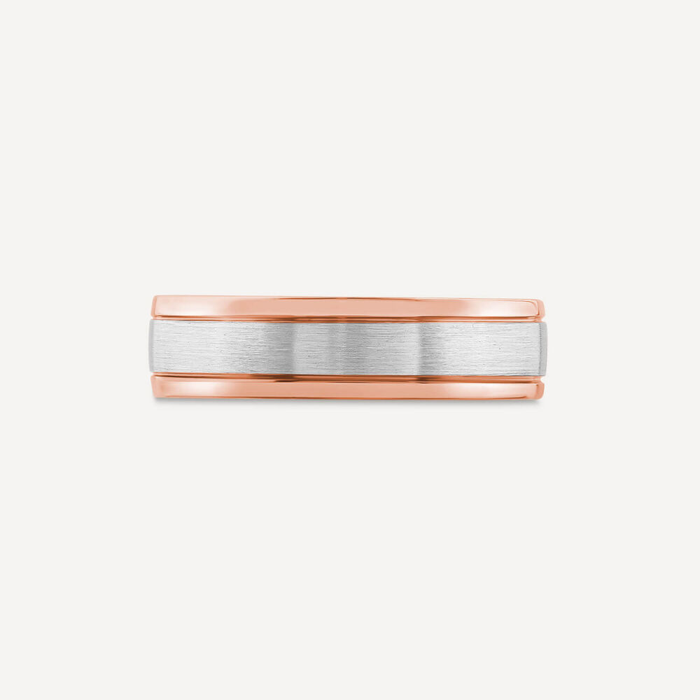 9ct Rose Gold & Platinum 3 Row Plated Men's Wedding Ring