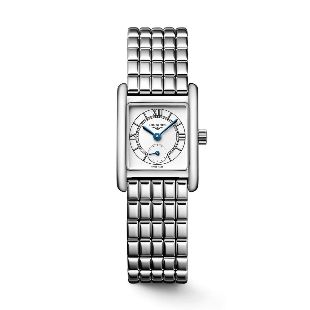 Longines MiniDolcevita 2023 29 X 21.50mm Silver "flinqué" Blue Hands Dial Steel Bracelet Watch image number 0