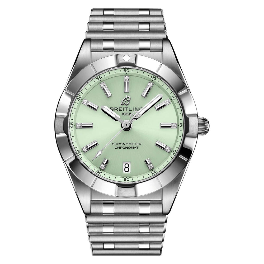 Breitling Chronomat 32mm Light Green Dial Steel Case Bracelet Watch image number 0