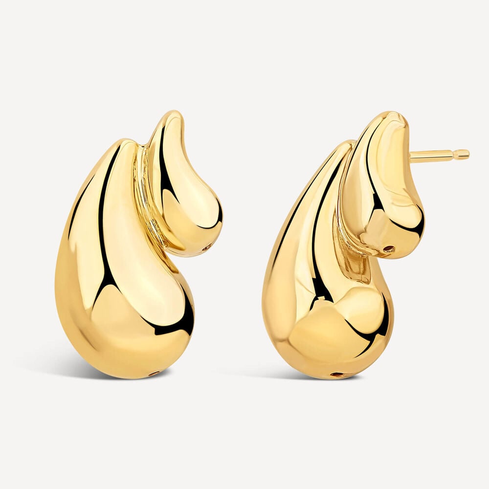 Yellow Gold Plated Sterling Silver Polished Chunky Twist Stud Earrings image number 1