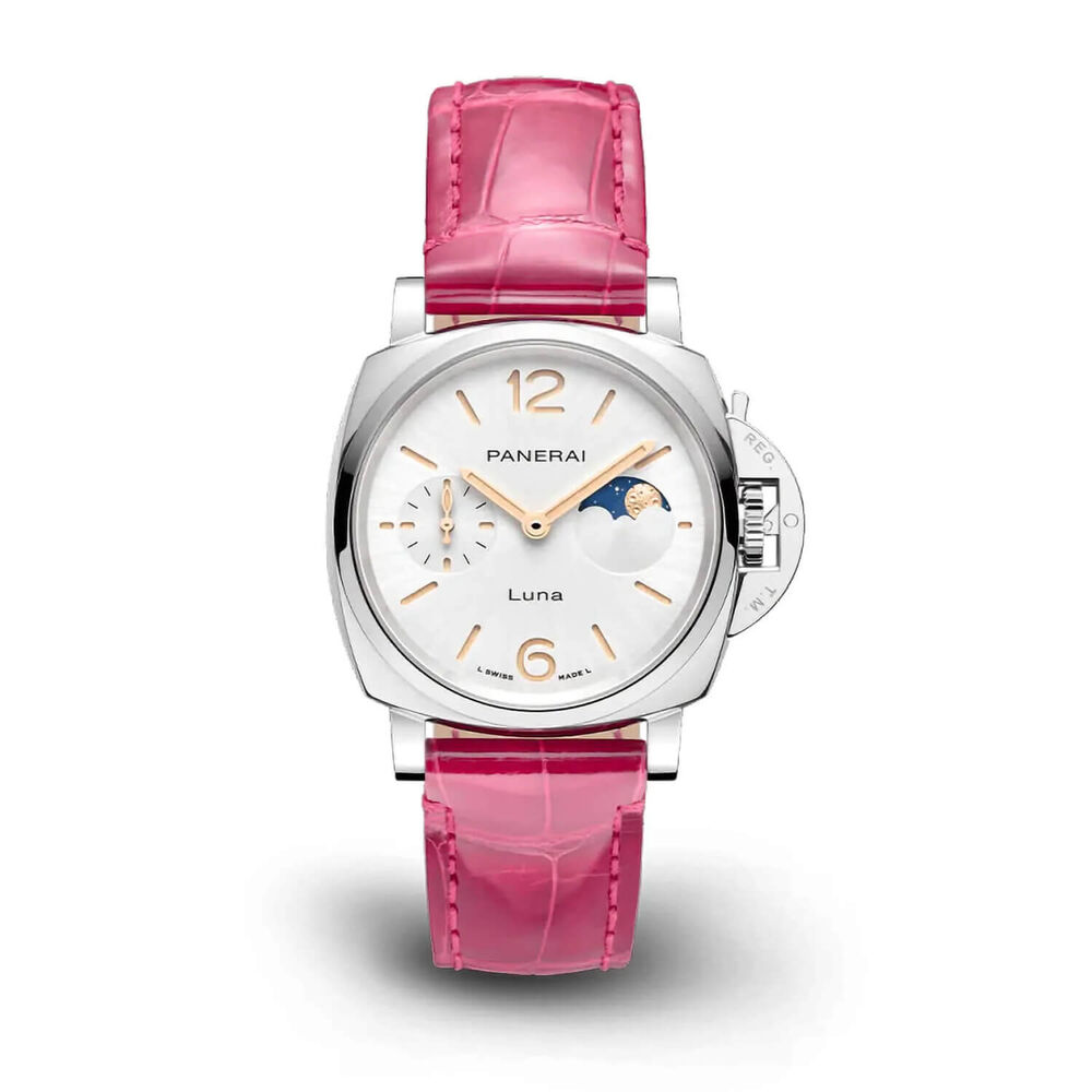 Panerai Luminor Due 38mm Luna White Dial Pink Strap Watch