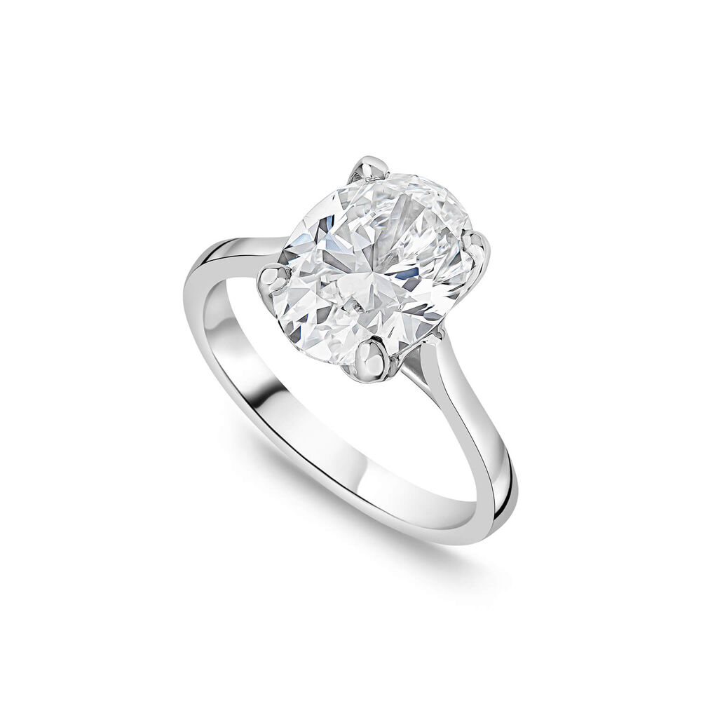 Born Platinum 3.14ct Oval Solitaire Diamond Ring image number 0