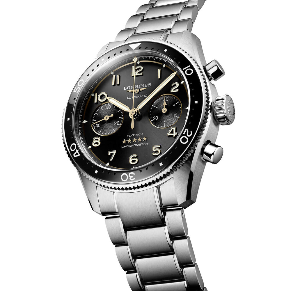 Longines Spirit Flyback 42mm Black Chronograph Dial Bracelet Watch image number 2