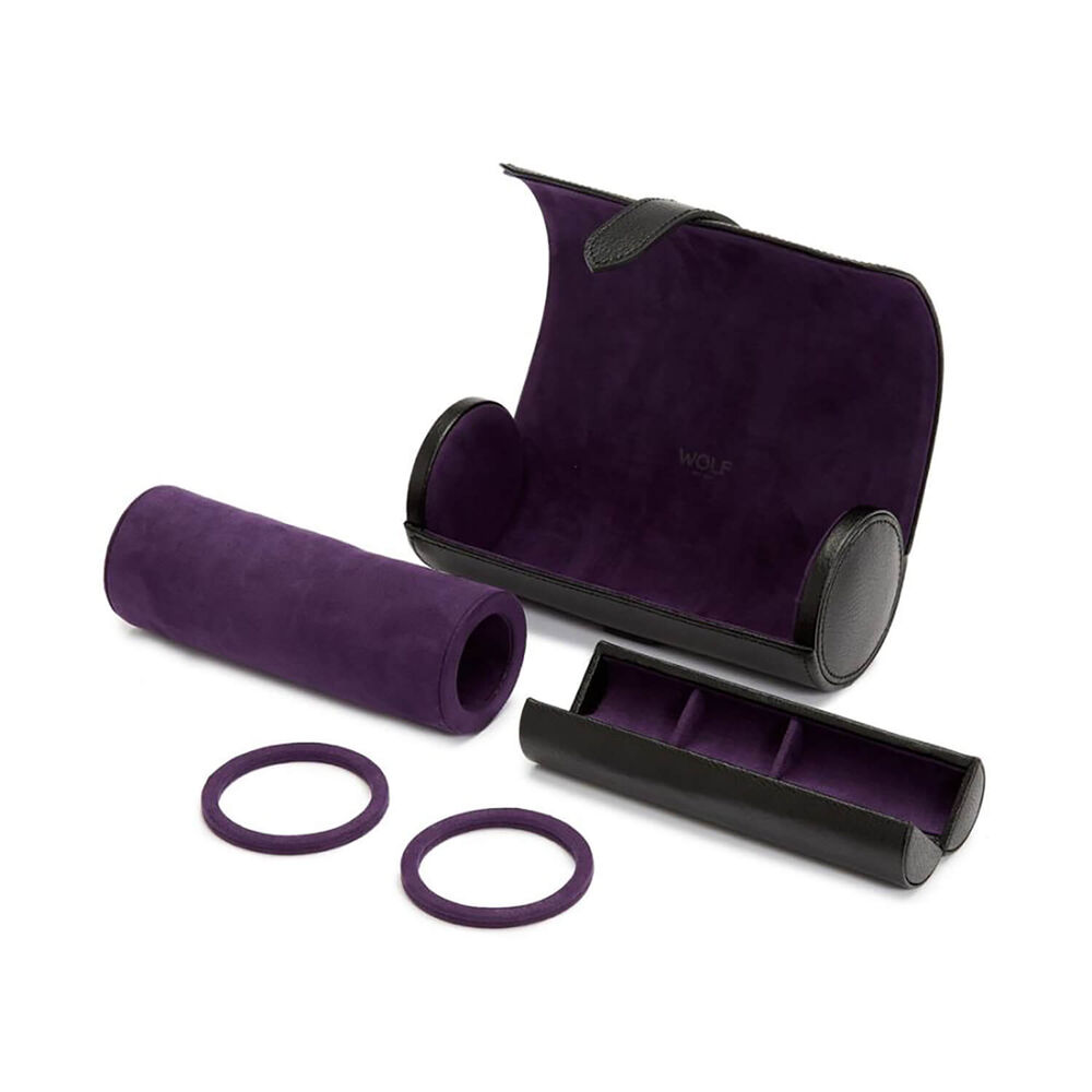 WOLF Blake Black & Purple Triple Watch Roll With Capsule