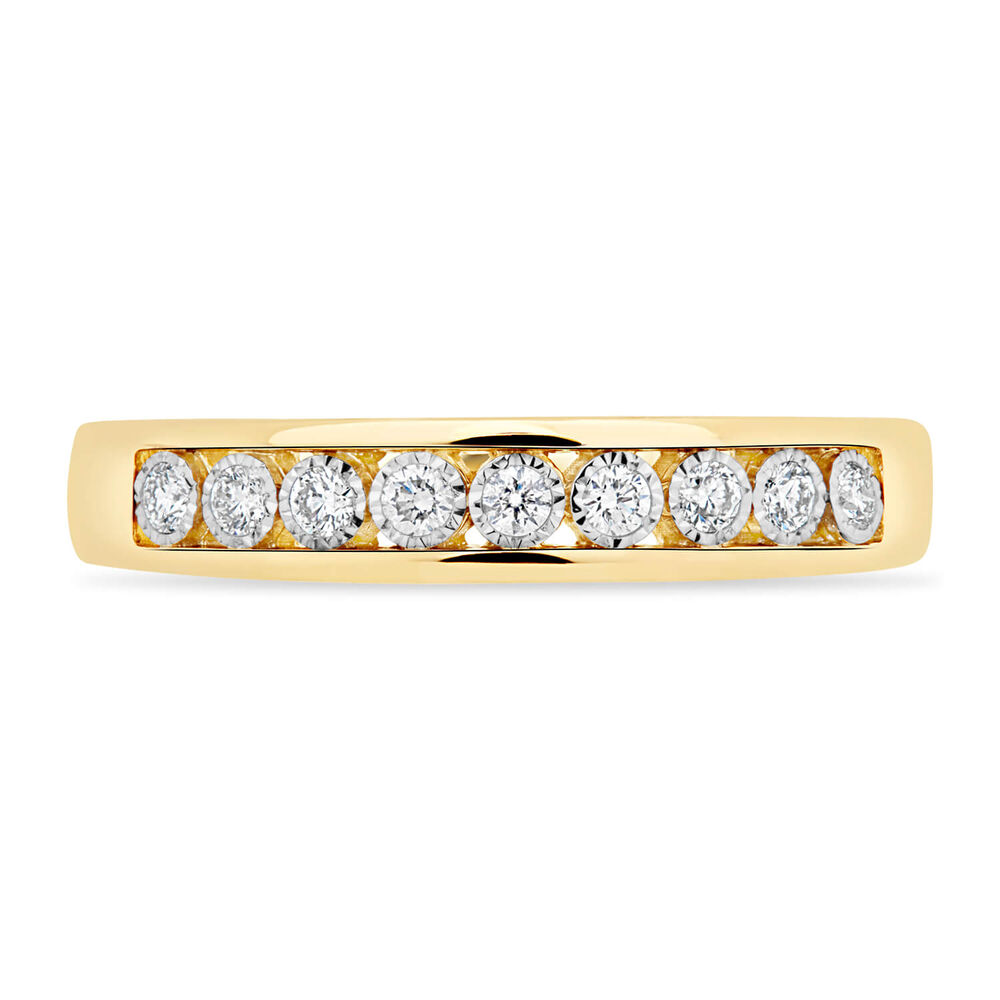 9ct Yellow Gold 0.15ct Diamond Illusion Channel Set Eternity Ring image number 1