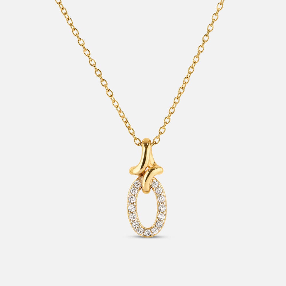 Yellow Gold Plated Vermeil Sterling Silver 0.10ct Lab Grown Diamond Oval Pendant