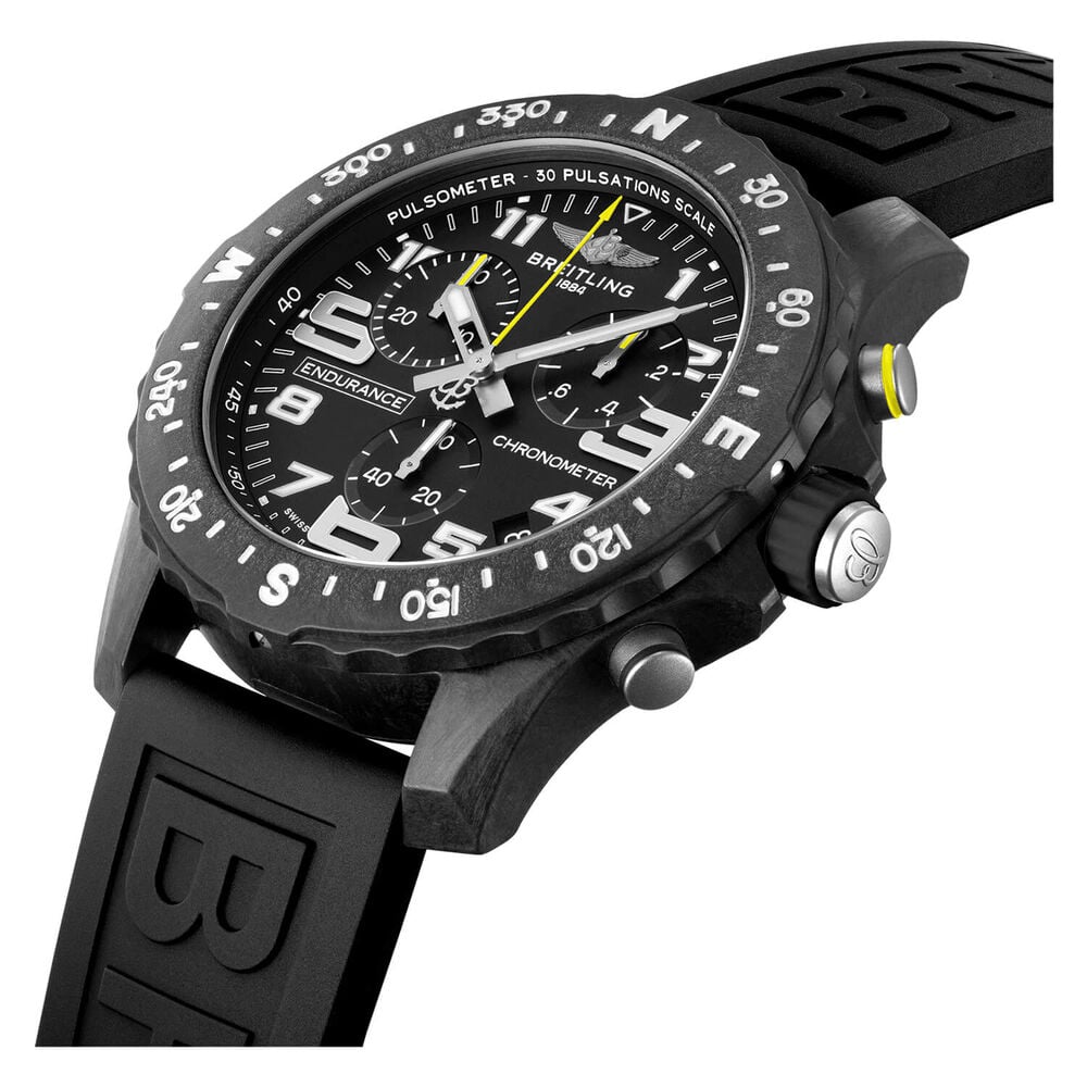 Breitling Endurance Pro 44mm Black Dial Yellow Detail Rubber Strap Watch