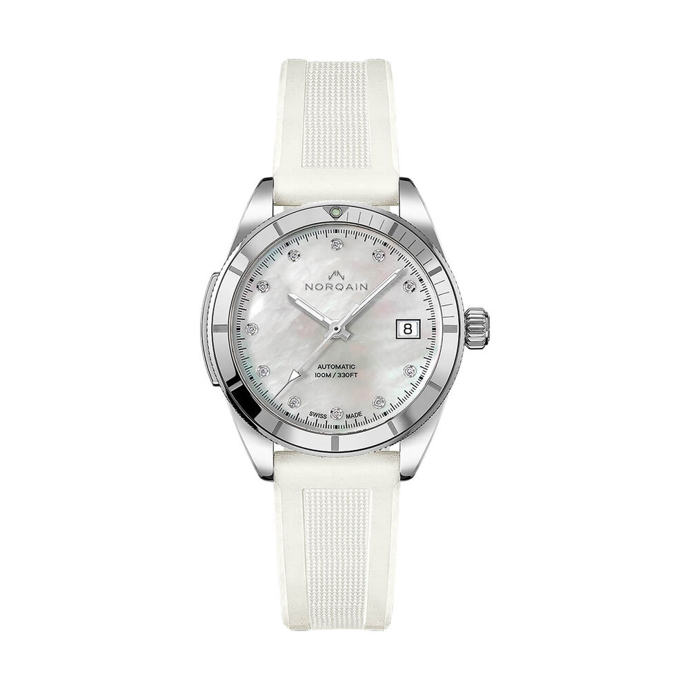 NORQAIN Adventure Sport Automatic 37mm White Pattern Dial White Rubber Strap Watch image number 0