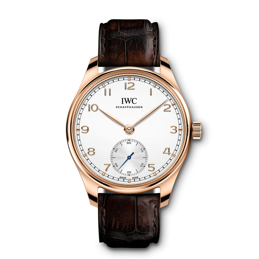 IWC Schaffhausen Portugieser Automatic 40 Silver Dial Brown Strap Watch image number 0
