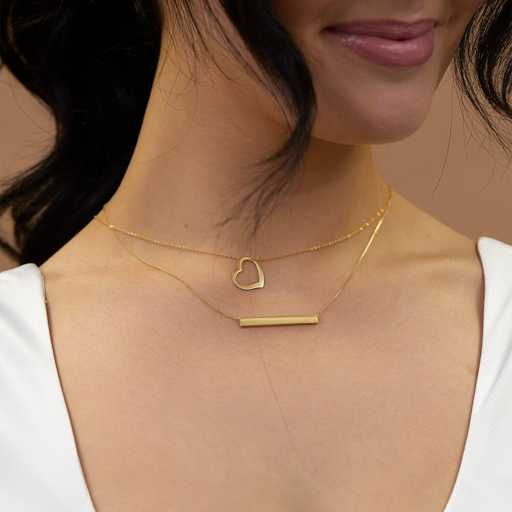 9ct Yellow Gold Rectangular Polished Bar Ladies Necklace image number 5