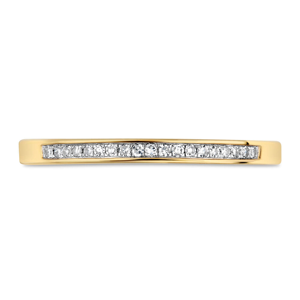 9ct Yellow Gold Channel 0.04ct Diamond Ladies Ring