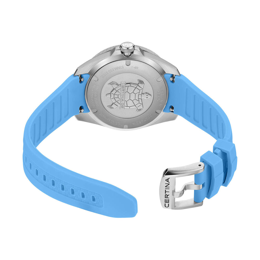Certina DS-X GMT 41mm White Dial Turqoise Blue Rubber Strap Watch image number 3