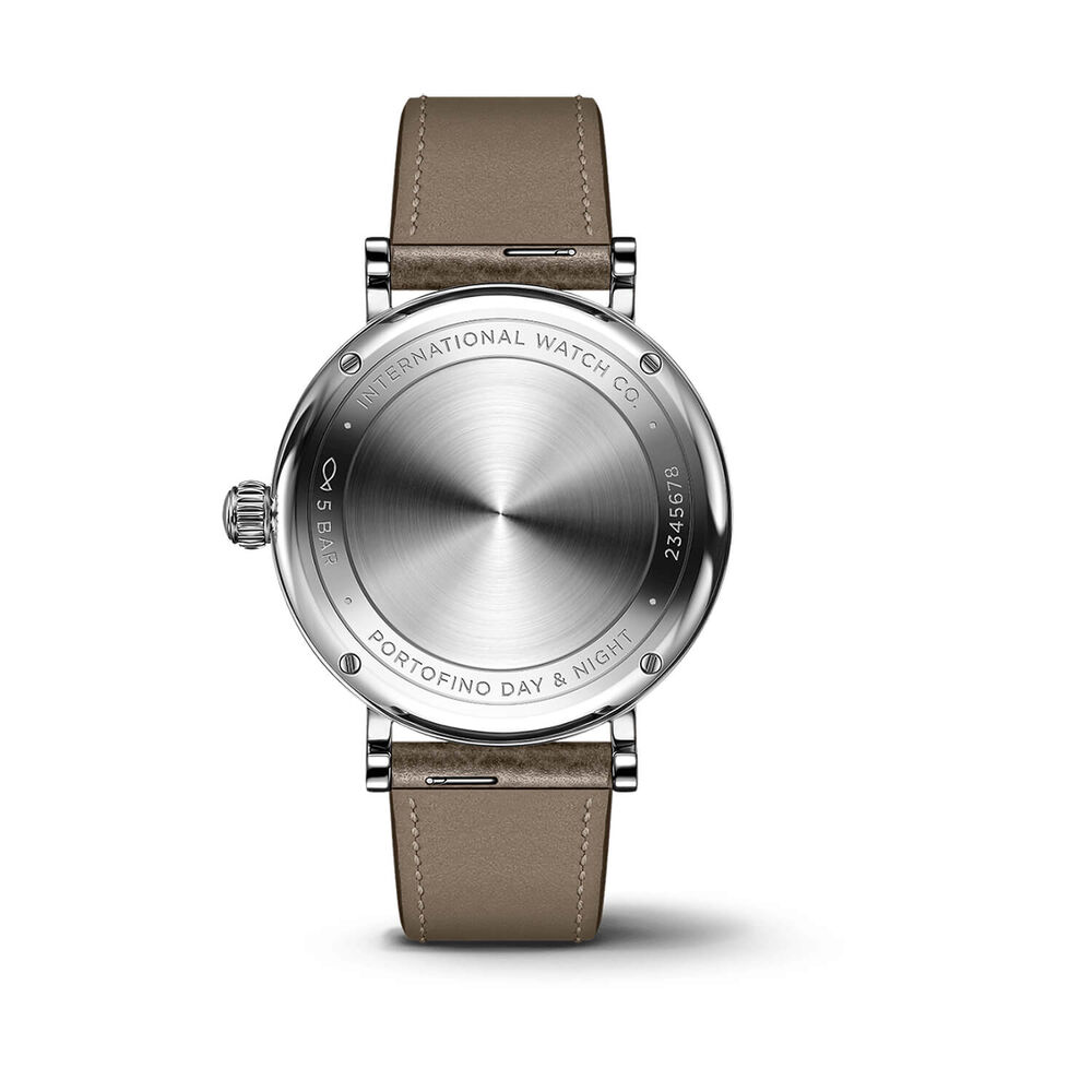 IWC Schaffhausen Portofino Automatic Day & Night 34mm White Dial Taupe Leather Strap Watch image number 3
