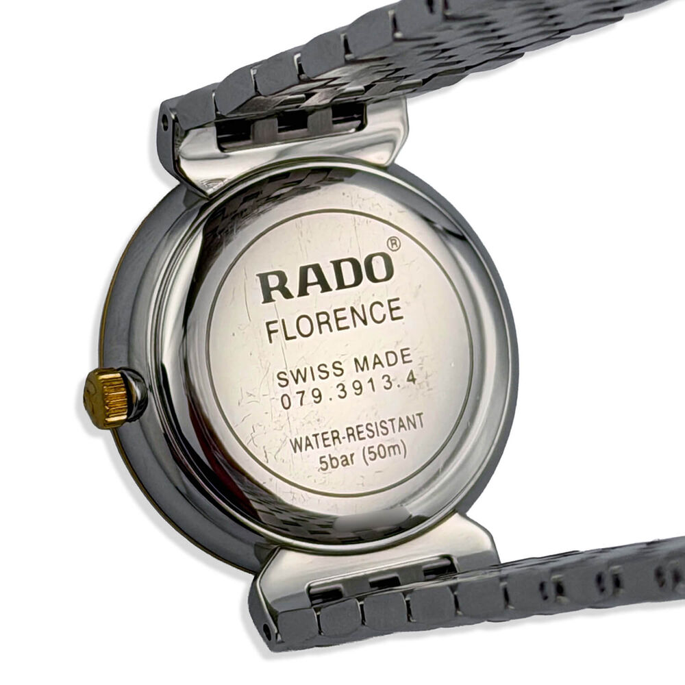 Pre-Owned Rado Florence 30mm Quartz Black Diamond Dot Dial Steel & Yellow Gold Bracelet Watch