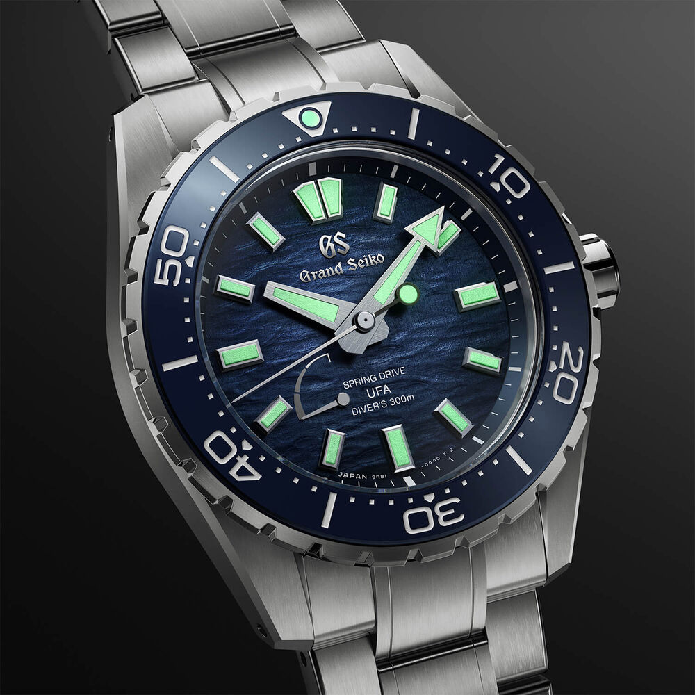 Grand Seiko &lsquo;Ushio&rsquo; Diver Spring Drive UFA 40.84mm Blue Dial Titanium Bracelet Watch