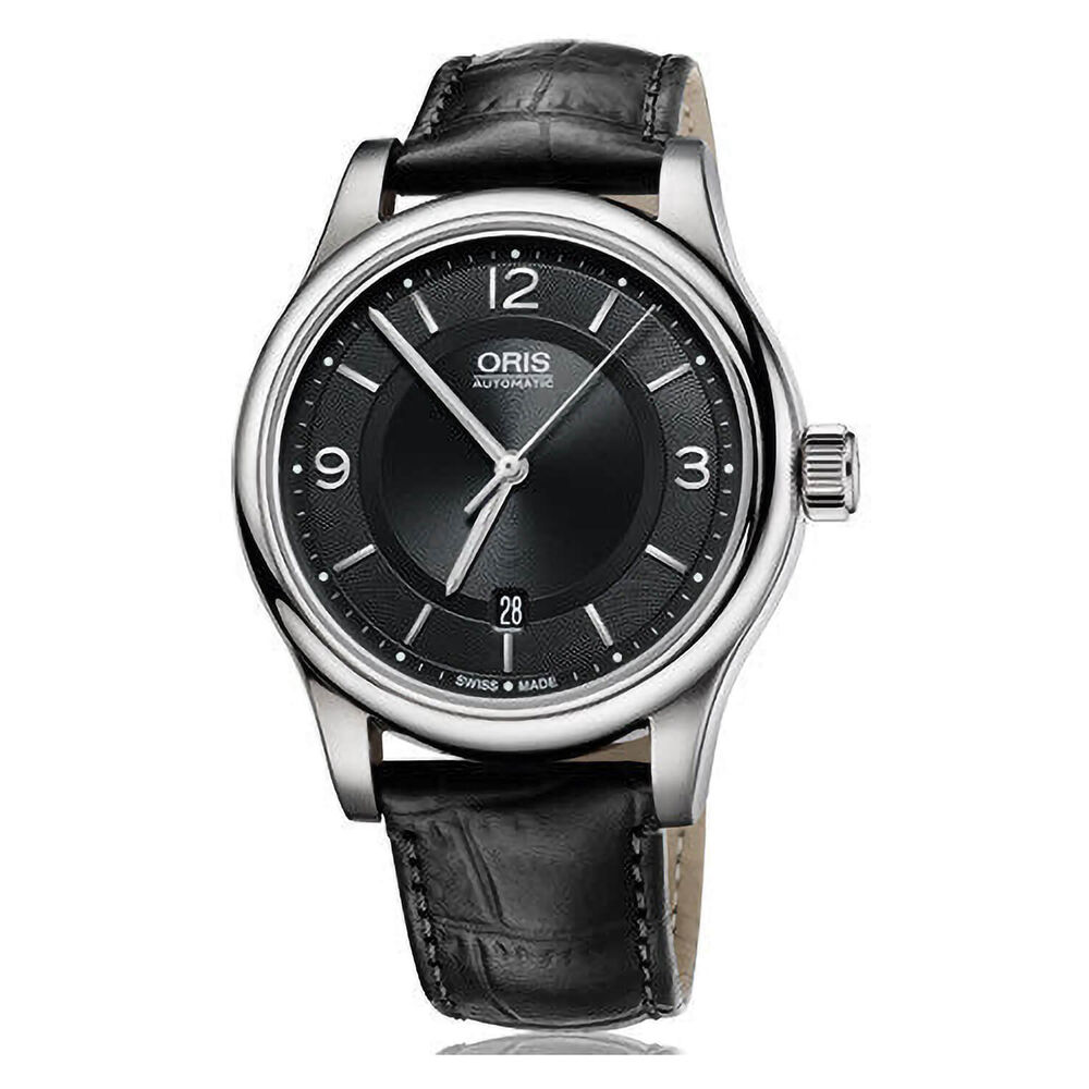 Pre-Owned Oris Classic Date 42mm Black Dial Leather Strap Watch