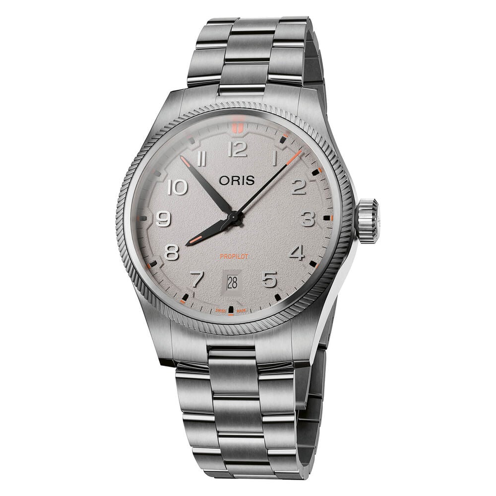 Oris ProPilot Date 41mm Chalk Dial Stainless Steel Bracelet Watch image number 0