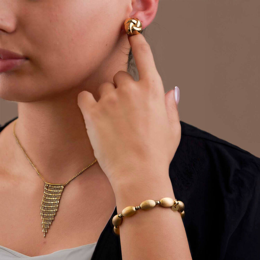 Yellow Gold Plated Sterling Silver Chunky Knot Stud Earrings image number 2