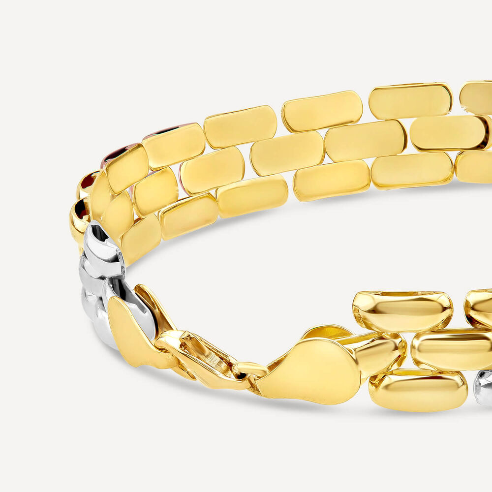 9ct Yellow & White & Rose Gold Polished Bar Track Bracelet image number 2