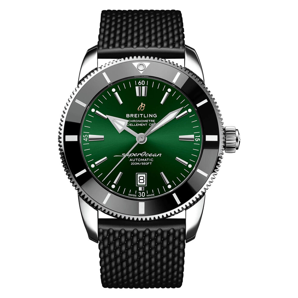 Breitling Superocean Heritage II 46mm Green Dial Black Rubber Strap Watch image number 0