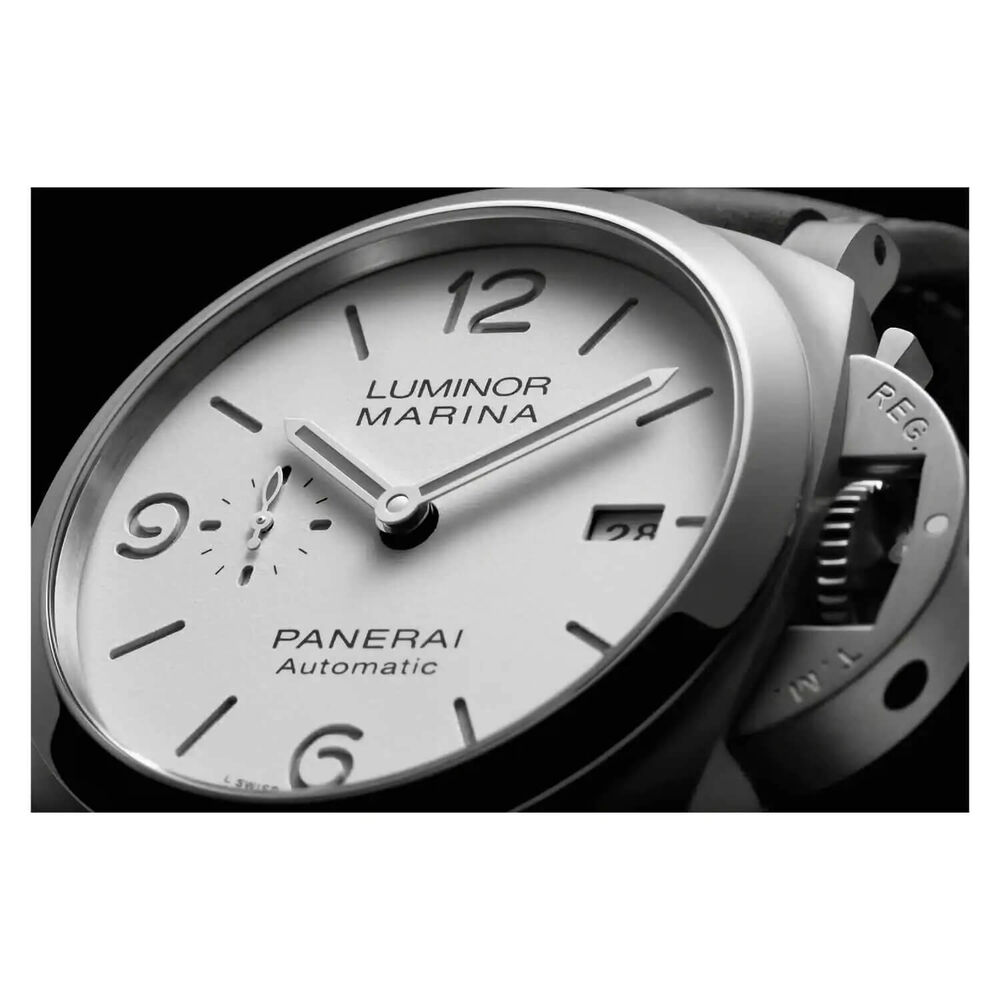 Panerai Luminor 44mm Marina White Dial Green Strap Watch