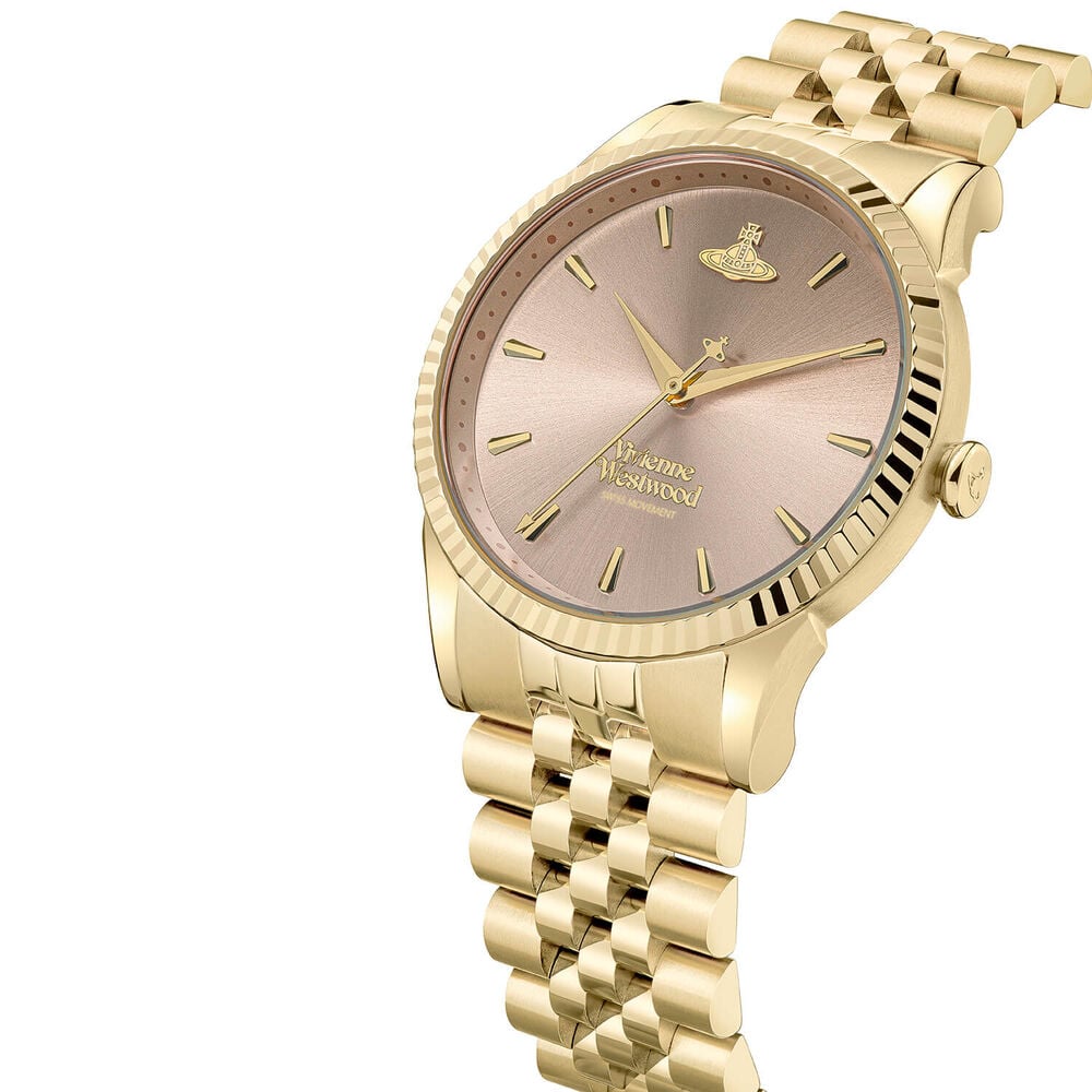 Vivienne Westwood Seymour 38mm Pink Dial Yellow Gold Steel Bracelet Watch image number 1