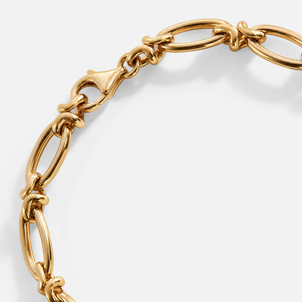 Yellow Gold Plated Vermeil Sterling Silver 0.42ct Lab Grown Diamond Oval Link Bracelet