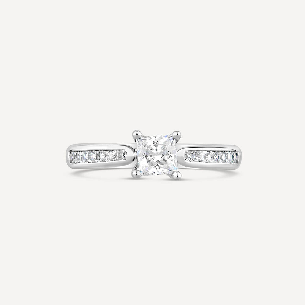 18ct White Gold 0.75ct Princess Diamond Tulip Setting Ring