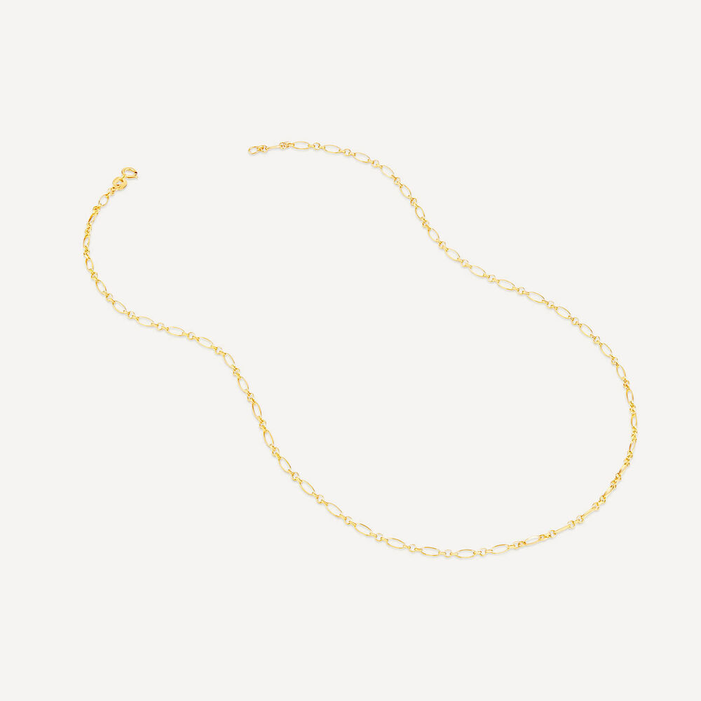 9ct Yellow Gold Diamond Cut Small Figaro Belcher 18 inch Chain Necklet image number 2