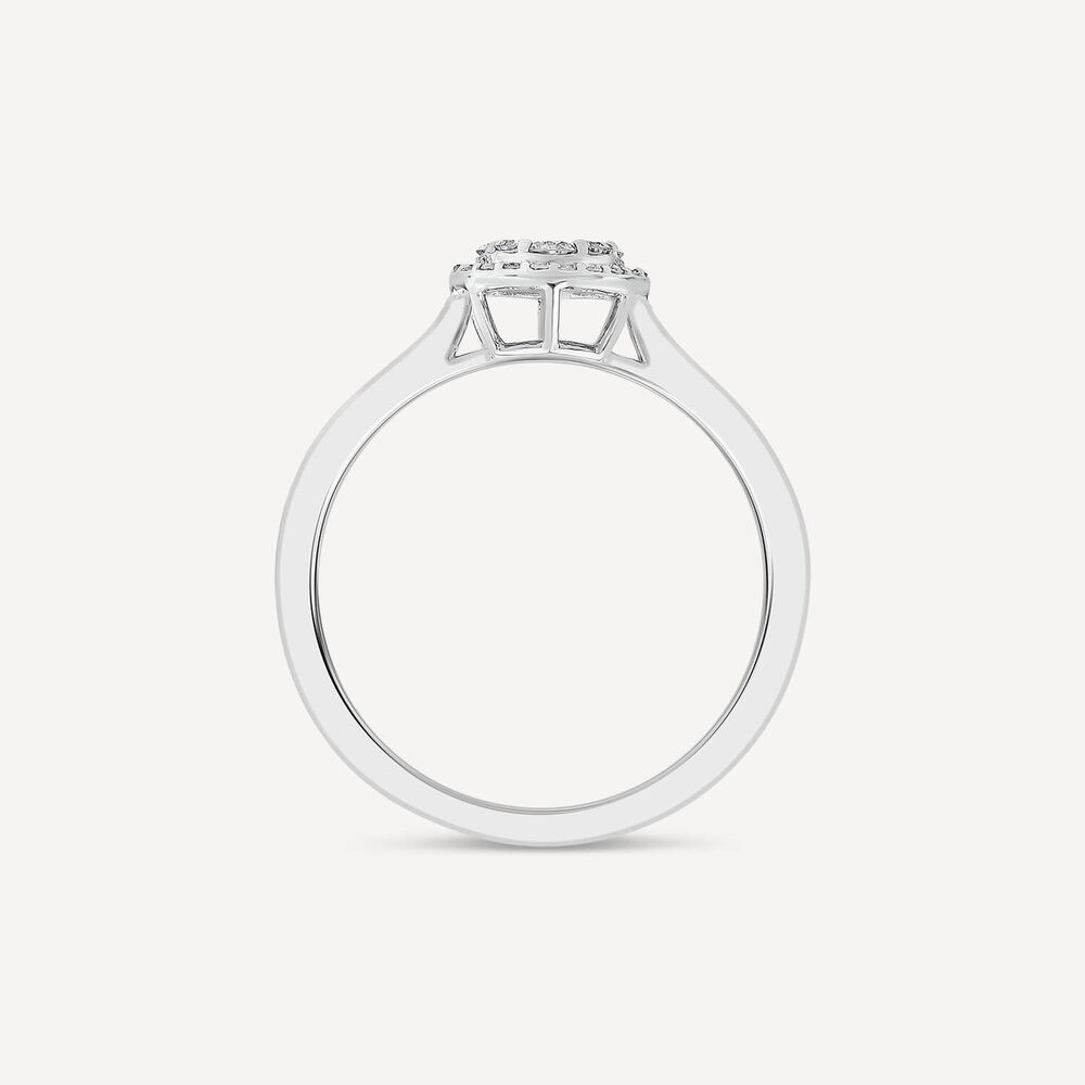 18ct White Gold Round 0.32ct Halo Diamond Shoulders Ring image number 3