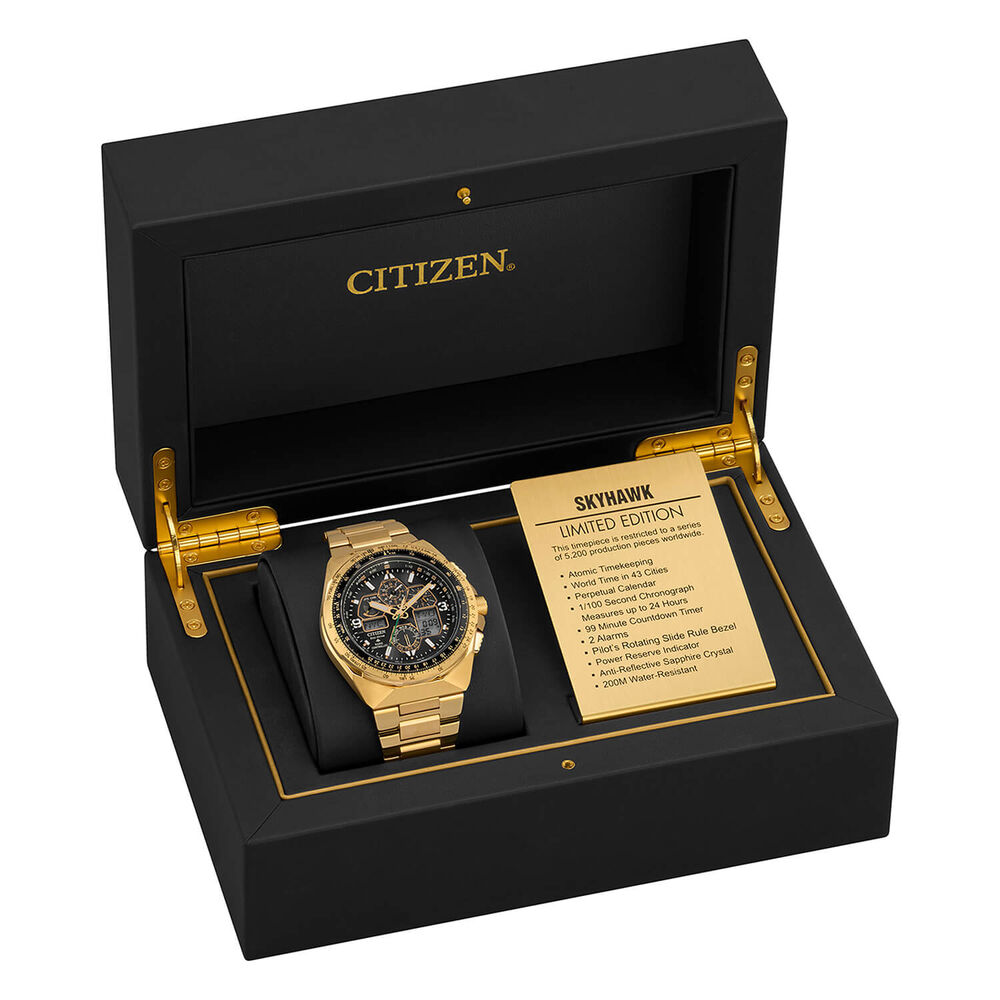 Citizen Promaster Skyhawk 46mm Black Dial Gold Tone Steel Bracelet Watch