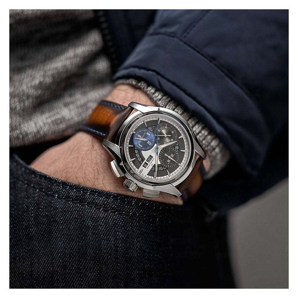 Hamilton Jazzmaster Face2Face 44mm Silver Dial Brown Strap Watch image number 7