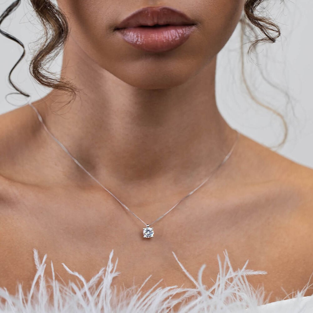 Born 9ct White Gold 1.00ct Lab Grown Brilliant Diamond Pendant