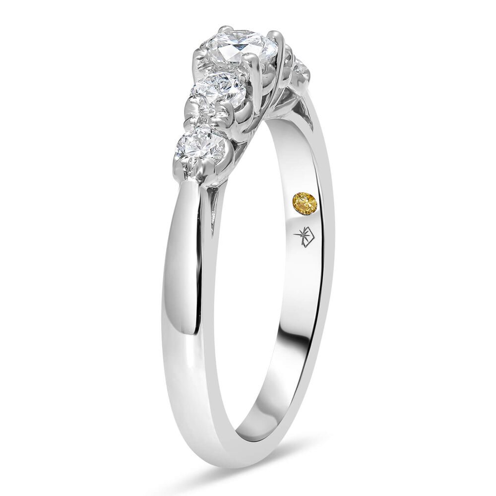 Northern Star Platinum 0.70ct Round Brilliant Diamond & 2 Stones Polished Band Ring image number 3